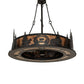 Meyda Lighting Personalized 48" 16-Light Textured Black Chasing Bear Lodge Chandelier With Amber Mica Shade Glass and Fan