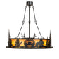 Meyda Lighting Personalized 48" 16-Light Textured Black Chasing Bear Lodge Chandelier With Amber Mica Shade Glass and Fan