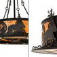 Meyda Lighting Personalized 48" 16-Light Textured Black Chasing Bear Lodge Chandelier With Amber Mica Shade Glass and Fan