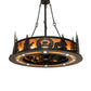 Meyda Lighting Personalized 48" 16-Light Textured Black Chasing Bear Lodge Chandelier With Amber Mica Shade Glass and Fan