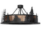 Meyda Lighting Personalized 48" 16-Light Textured Black Lazy Bear Lodge Chandelier With Amber Mica Shade Glass and Fan