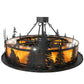 Meyda Lighting Personalized 48" 16-Light Textured Black Lazy Bear Lodge Chandelier With Amber Mica Shade Glass and Fan