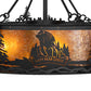 Meyda Lighting Personalized 48" 16-Light Textured Black Lazy Bear Lodge Chandelier With Amber Mica Shade Glass and Fan