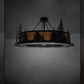 Meyda Lighting Personalized 48" 16-Light Textured Black Lazy Bear Lodge Chandelier With Amber Mica Shade Glass and Fan