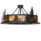 Meyda Lighting Personalized 48" 16-Light Textured Black Lazy Bear Lodge Chandelier With Amber Mica Shade Glass and Fan