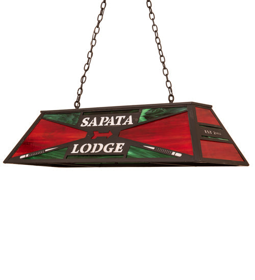 Meyda Lighting Personalized 48" 6-Light Costello Black Sapata Lodge Island Pendant Light With Multi-Colored Shade Glass