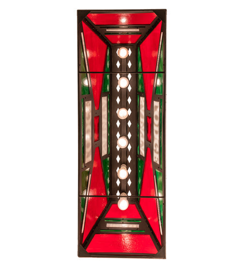 Meyda Lighting Personalized 48" 6-Light Costello Black Sapata Lodge Island Pendant Light With Multi-Colored Shade Glass
