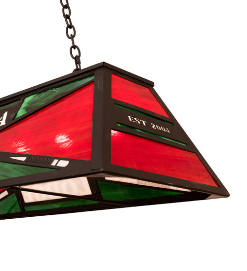 Meyda Lighting Personalized 48" 6-Light Costello Black Sapata Lodge Island Pendant Light With Multi-Colored Shade Glass