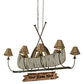 Meyda Lighting Personalized 48" 8-Light Antique Copper & Tarnished Copper Canoe Chandelier With Beige Shade