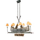 Meyda Lighting Personalized 48" 8-Light Natural Wood & Tarnished Copper Canoe Chandelier With Beige Shade