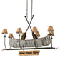 Meyda Lighting Personalized 48" 8-Light Natural Wood & Tarnished Copper Canoe Chandelier With Beige Shade