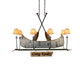Meyda Lighting Personalized 48" 8-Light Natural Wood & Tarnished Copper Canoe Chandelier With Beige Shade