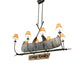 Meyda Lighting Personalized 48" 8-Light Natural Wood & Tarnished Copper Canoe Chandelier With Beige Shade