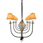 Meyda Lighting Personalized 48" 8-Light Natural Wood & Tarnished Copper Canoe Chandelier With Beige Shade