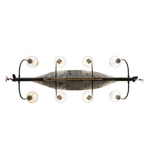 Meyda Lighting Personalized 48" 8-Light Natural Wood & Tarnished Copper Canoe Chandelier With Beige Shade