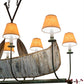 Meyda Lighting Personalized 48" 8-Light Natural Wood & Tarnished Copper Canoe Chandelier With Beige Shade