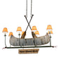 Meyda Lighting Personalized 48" 8-Light Natural Wood & Tarnished Copper Canoe Chandelier With Beige Shade