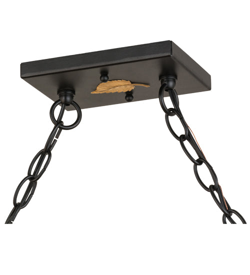 Meyda Lighting Personalized 48" 9-Light Black Ranch Island Pendant Light With Amber Mica Shade Glass