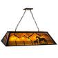 Meyda Lighting Personalized 48" 9-Light Black Ranch Island Pendant Light With Amber Mica Shade Glass