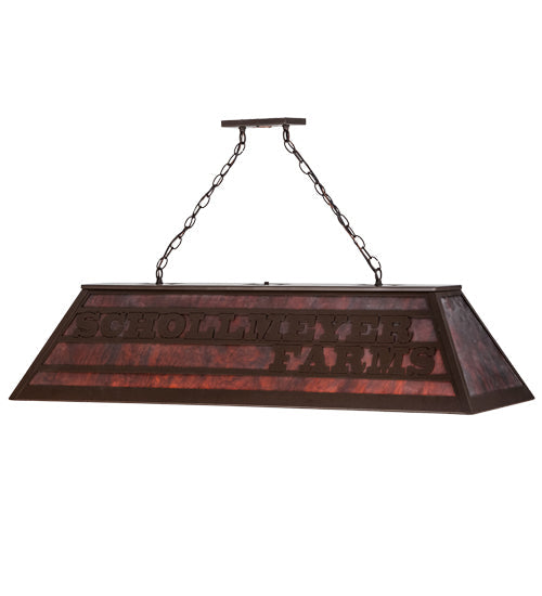 Meyda Lighting Personalized 48" 9-Light Cafe Noir Schollmeyer Farms Island Pendant Light With Maduro Idalight Shade Glass