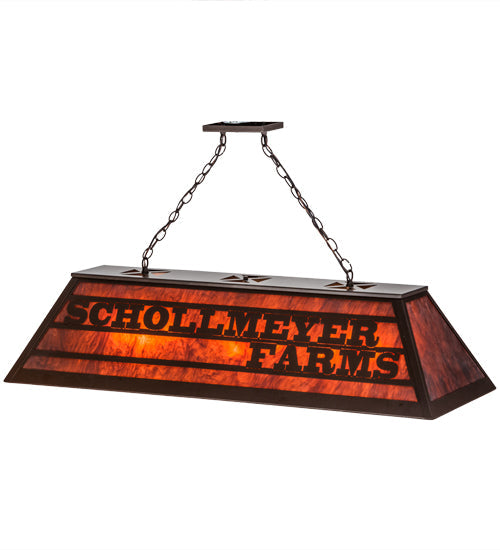 Meyda Lighting Personalized 48" 9-Light Cafe Noir Schollmeyer Farms Island Pendant Light With Maduro Idalight Shade Glass