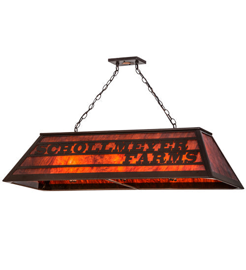 Meyda Lighting Personalized 48" 9-Light Cafe Noir Schollmeyer Farms Island Pendant Light With Maduro Idalight Shade Glass
