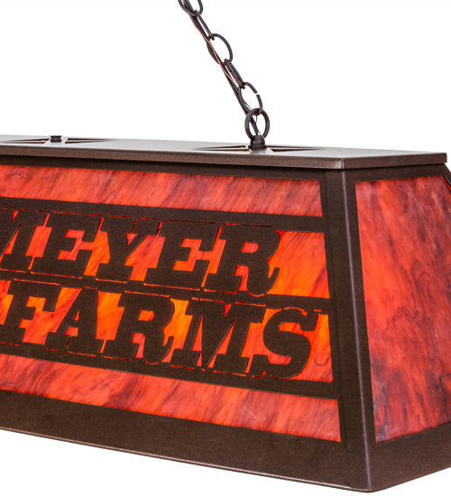 Meyda Lighting Personalized 48" 9-Light Cafe Noir Schollmeyer Farms Island Pendant Light With Maduro Idalight Shade Glass