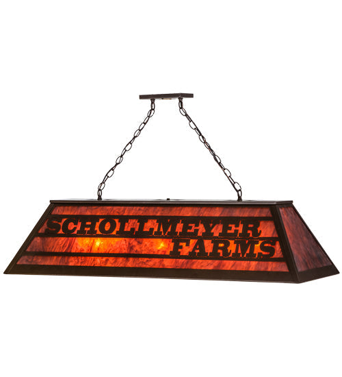 Meyda Lighting Personalized 48" 9-Light Cafe Noir Schollmeyer Farms Island Pendant Light With Maduro Idalight Shade Glass