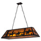 Meyda Lighting Personalized 48" 9-Light Flat Black Rockin' C Ranch Island Pendant Light With Amber Mica Shade Glass