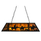 Meyda Lighting Personalized 48" 9-Light Flat Black Rockin' C Ranch Island Pendant Light With Amber Mica Shade Glass