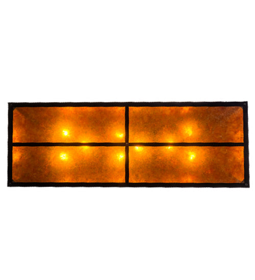 Meyda Lighting Personalized 48" 9-Light Flat Black Rockin' C Ranch Island Pendant Light With Amber Mica Shade Glass