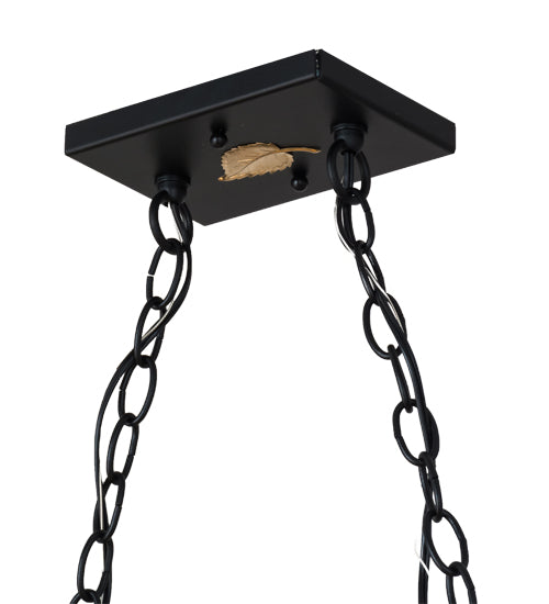 Meyda Lighting Personalized 48" 9-Light Flat Black Rockin' C Ranch Island Pendant Light With Amber Mica Shade Glass