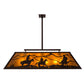 Meyda Lighting Personalized 48" 9-Light Mahogany Bronze Ranch Island Pendant Light With Amber Mica Shade Glass