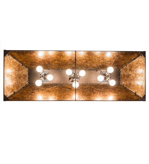 Meyda Lighting Personalized 48" 9-Light Mahogany Bronze Ranch Island Pendant Light With Amber Mica Shade Glass