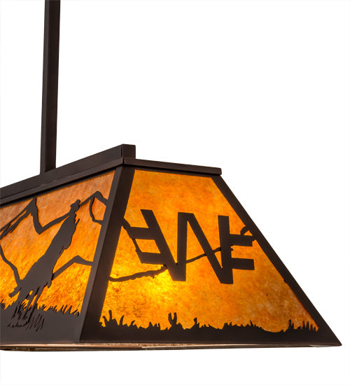 Meyda Lighting Personalized 48" 9-Light Mahogany Bronze Ranch Island Pendant Light With Amber Mica Shade Glass