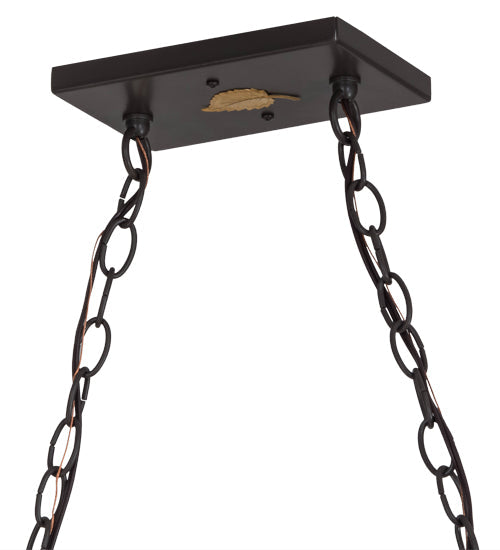 Meyda Lighting Personalized 48" 9-Light Timeless Bronze Regalo Ranch Island Pendant Light With Amber Mica Shade Glass