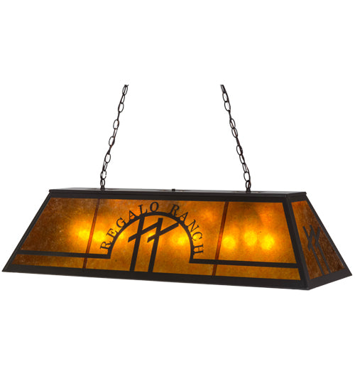 Meyda Lighting Personalized 48" 9-Light Timeless Bronze Regalo Ranch Island Pendant Light With Amber Mica Shade Glass