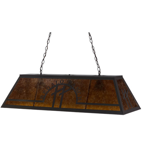 Meyda Lighting Personalized 48" 9-Light Timeless Bronze Regalo Ranch Island Pendant Light With Amber Mica Shade Glass