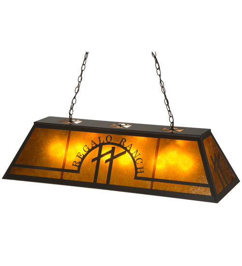 Meyda Lighting Personalized 48" 9-Light Timeless Bronze Regalo Ranch Island Pendant Light With Amber Mica Shade Glass