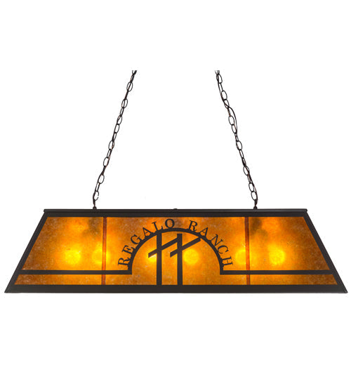Meyda Lighting Personalized 48" 9-Light Timeless Bronze Regalo Ranch Island Pendant Light With Amber Mica Shade Glass