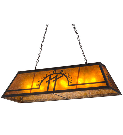Meyda Lighting Personalized 48" 9-Light Timeless Bronze Regalo Ranch Island Pendant Light With Amber Mica Shade Glass