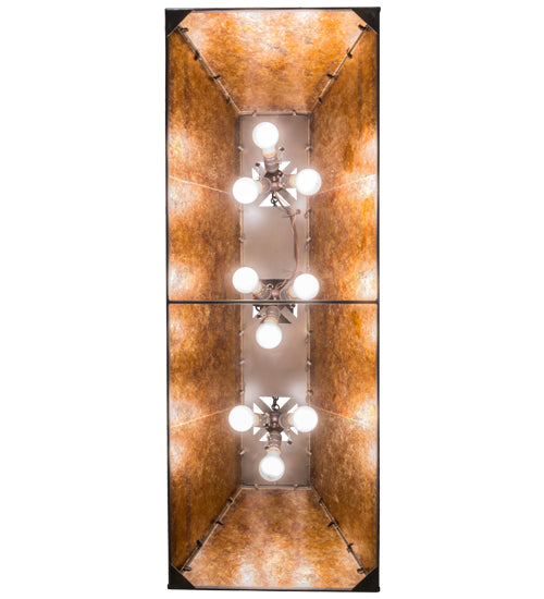 Meyda Lighting Personalized 48" 9-Light Timeless Bronze Regalo Ranch Island Pendant Light With Amber Mica Shade Glass