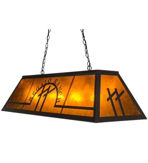 Meyda Lighting Personalized 48" 9-Light Timeless Bronze Regalo Ranch Island Pendant Light With Amber Mica Shade Glass