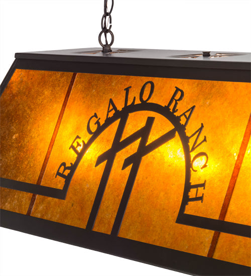 Meyda Lighting Personalized 48" 9-Light Timeless Bronze Regalo Ranch Island Pendant Light With Amber Mica Shade Glass