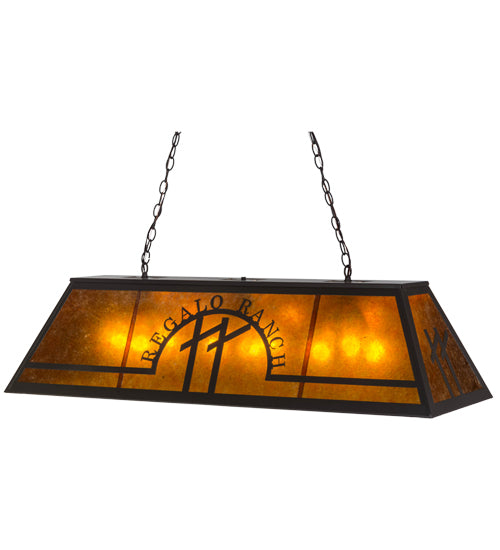 Meyda Lighting Personalized 48" 9-Light Timeless Bronze Regalo Ranch Island Pendant Light With Amber Mica Shade Glass