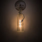 Meyda Lighting Personalized 5" Nickel Grapevine Wine Shop Wall Sconce With Frosted Clear Sandblasted Wine Bottle Shade Glass