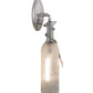 Meyda Lighting Personalized 5" Nickel Grapevine Wine Shop Wall Sconce With Frosted Clear Sandblasted Wine Bottle Shade Glass
