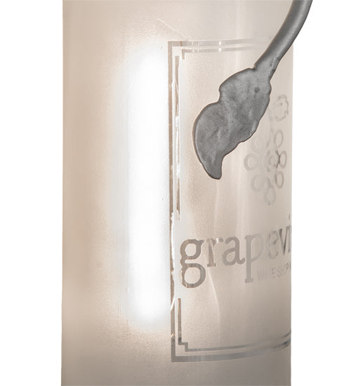 Meyda Lighting Personalized 5" Nickel Grapevine Wine Shop Wall Sconce With Frosted Clear Sandblasted Wine Bottle Shade Glass