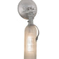 Meyda Lighting Personalized 5" Nickel Grapevine Wine Shop Wall Sconce With Frosted Clear Sandblasted Wine Bottle Shade Glass