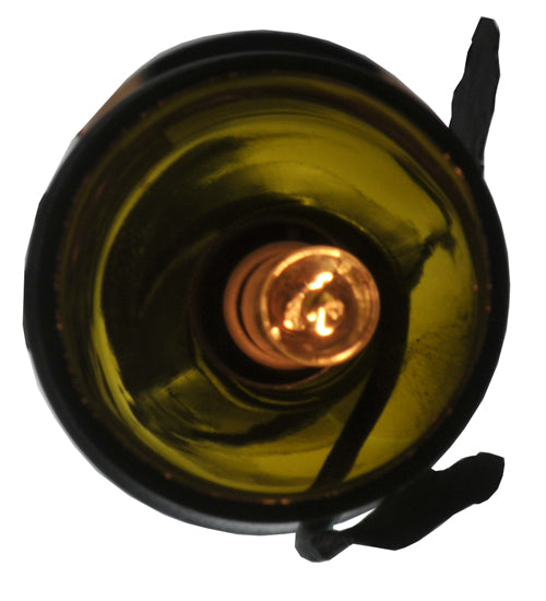 Meyda Lighting Personalized 5" Textured Black Mini Pendant Light With Green Hey Mambo Wine Bottle Shade Glass